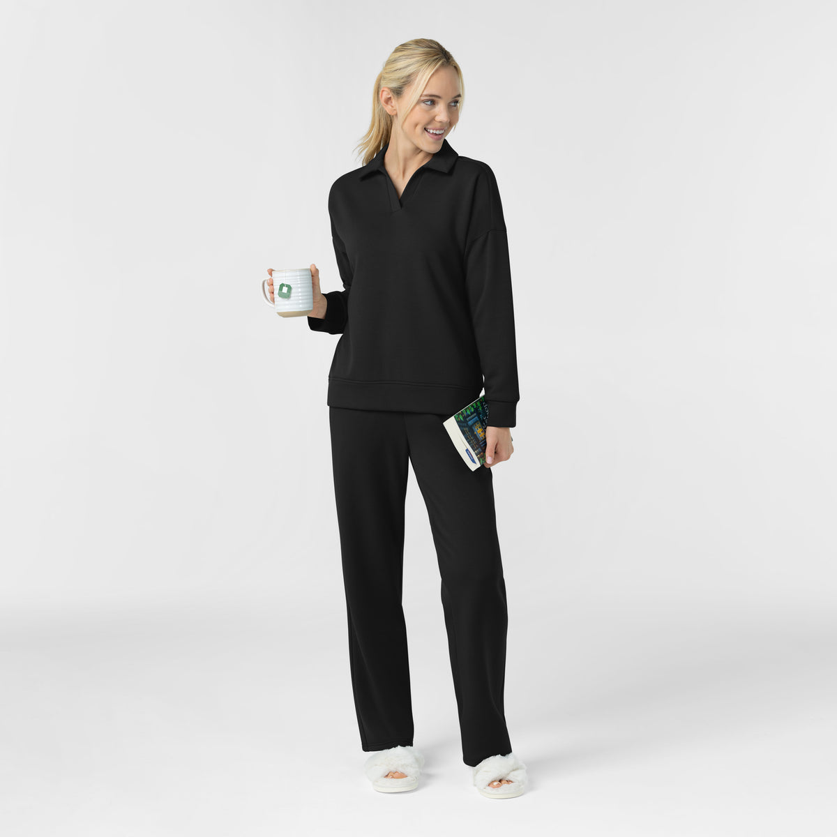 Set de Polo de Felpa y Pantalón de Felpa de Pierna Ancha - Marca Wink
