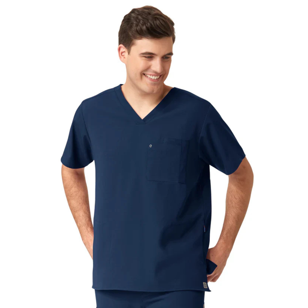Filipina Médica con cuello V y bolsillo laterales, con paneles de punto para hombre | Marca Wink
