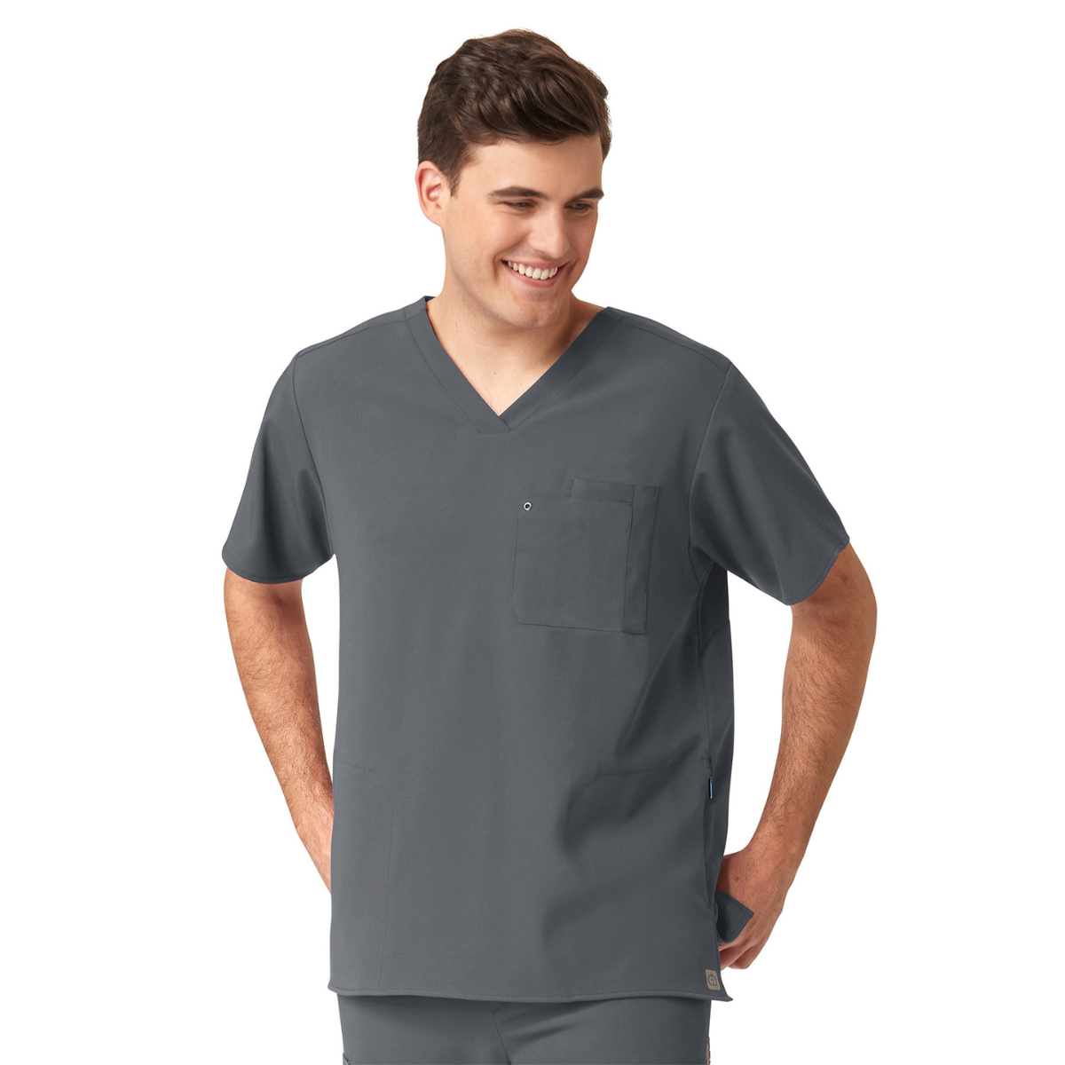 Filipina Médica con cuello V y bolsillo laterales, con paneles de punto para hombre | Marca Wink