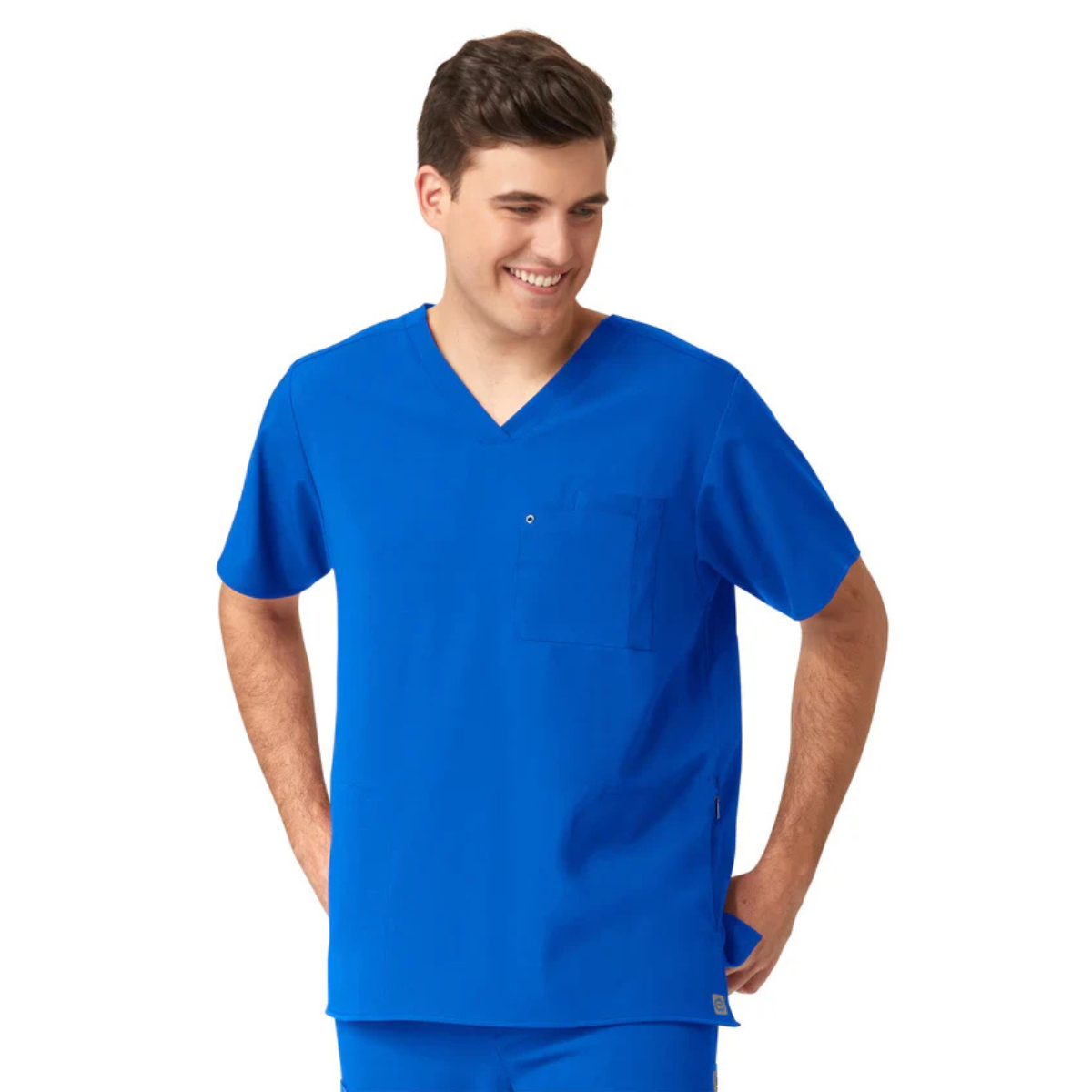 Filipina Médica con cuello V y bolsillo laterales, con paneles de punto para hombre | Marca Wink