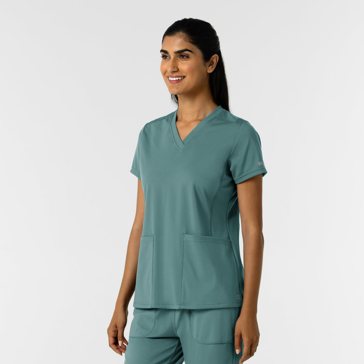 Set de Blusa Médica de Manga Corta con Media Cremallera y Pantalón de Punto Corte Regular - Marca Wink