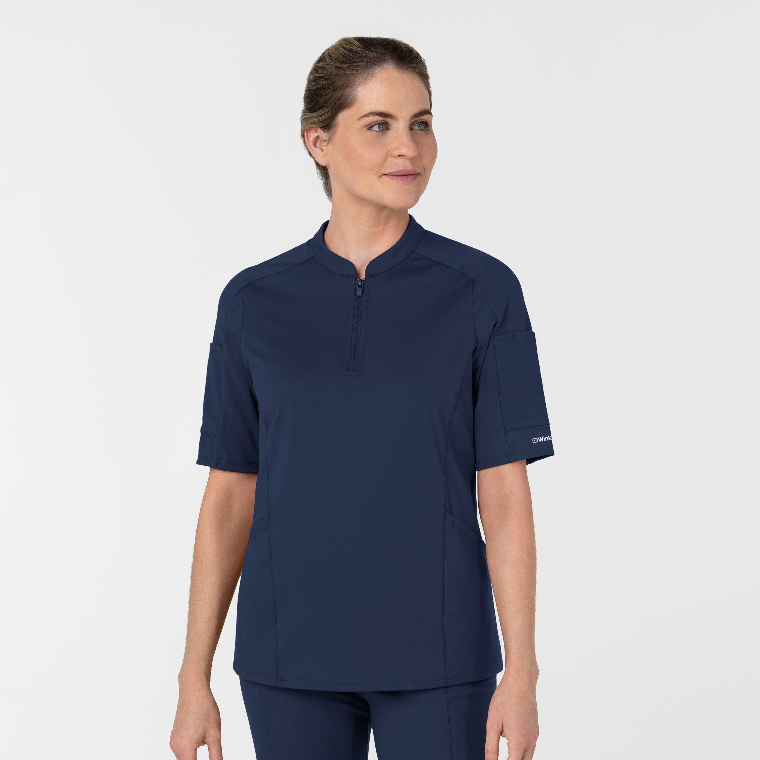 Set de Blusa Médica de Manga Corta con Media Cremallera y Pantalón Corte Recto - Marca Wink