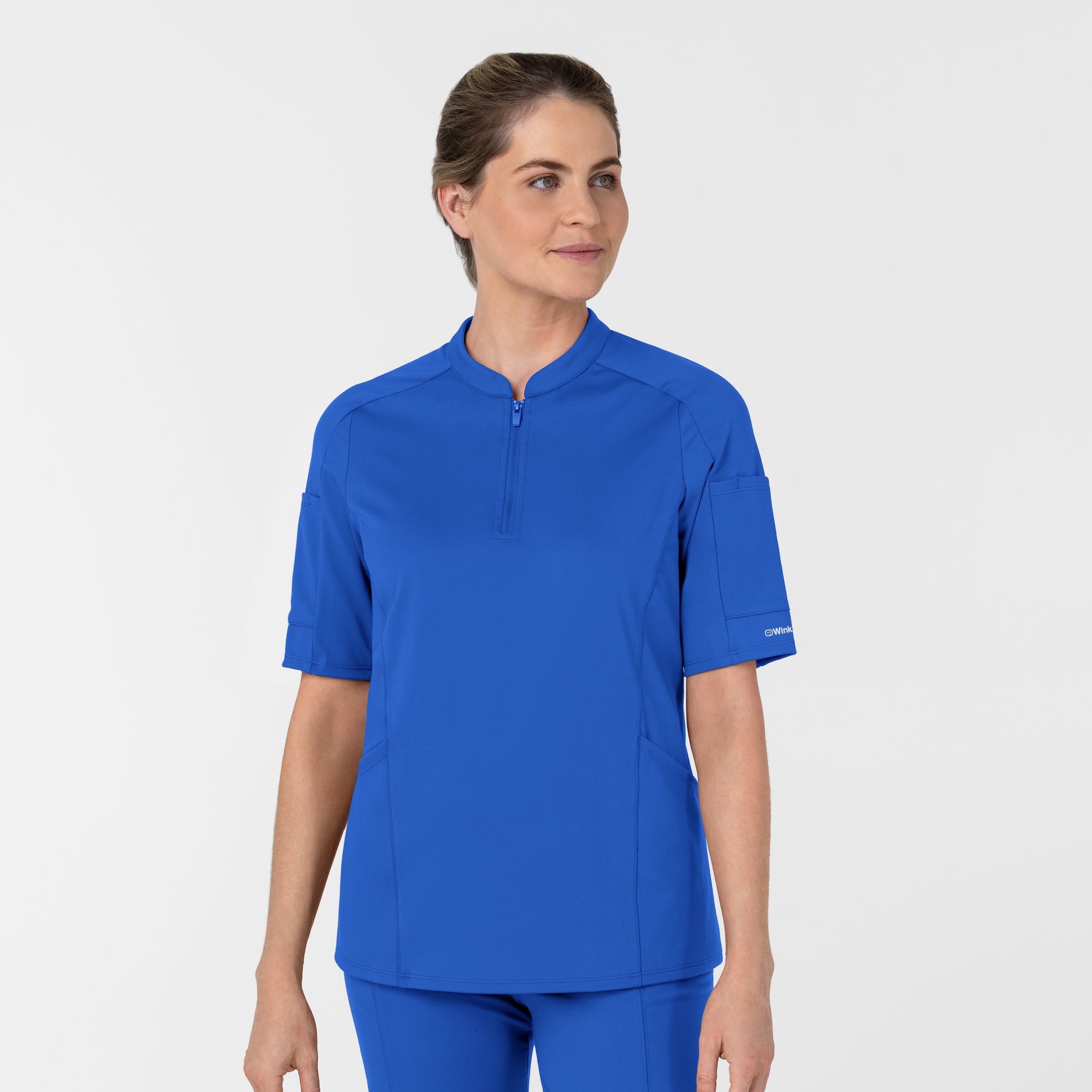 Set de Blusa Médica de Manga Corta con Media Cremallera y Pantalón Corte Recto - Marca Wink