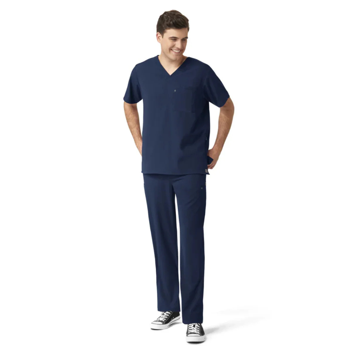 Scrub de filipina con cuello V y pantalón de panel con punto para hombre | Marca Wink