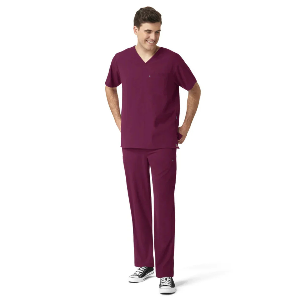 Scrub de filipina con cuello V y pantalón de panel con punto para hombre | Marca Wink
