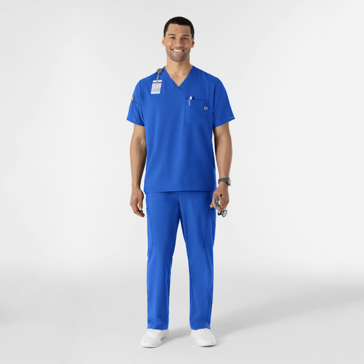 Scrub Médico Repelente a Líquidos de filipina de cuello en V con pantalón cargo frontal liso para hombre | Marca Wink