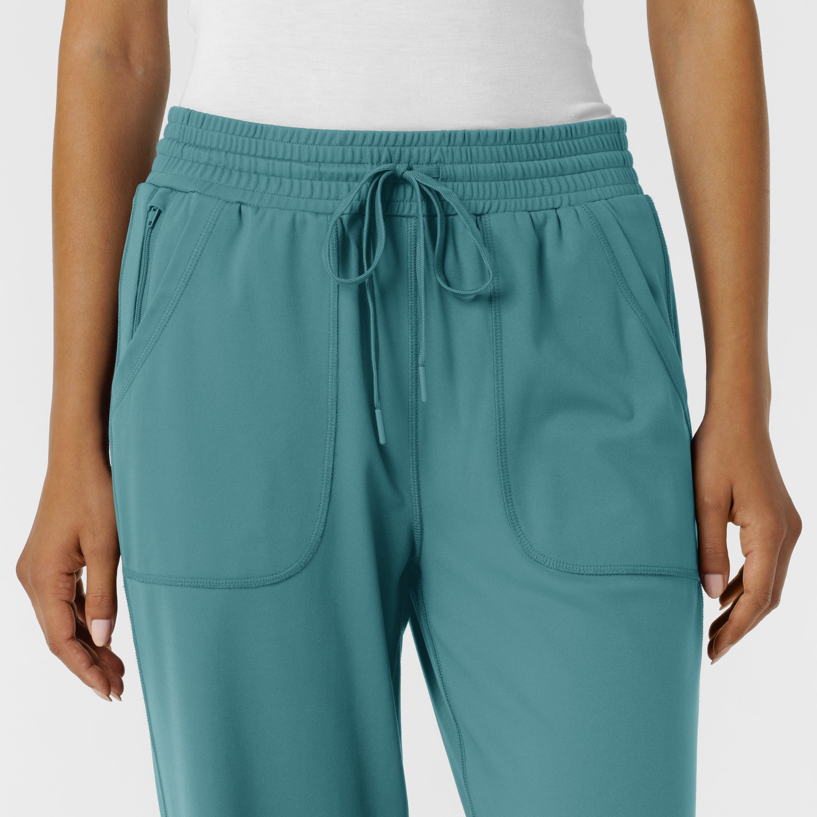 Set de Blusa Médica de Manga Corta con Media Cremallera y Pantalón de Punto Corte Regular - Marca Wink