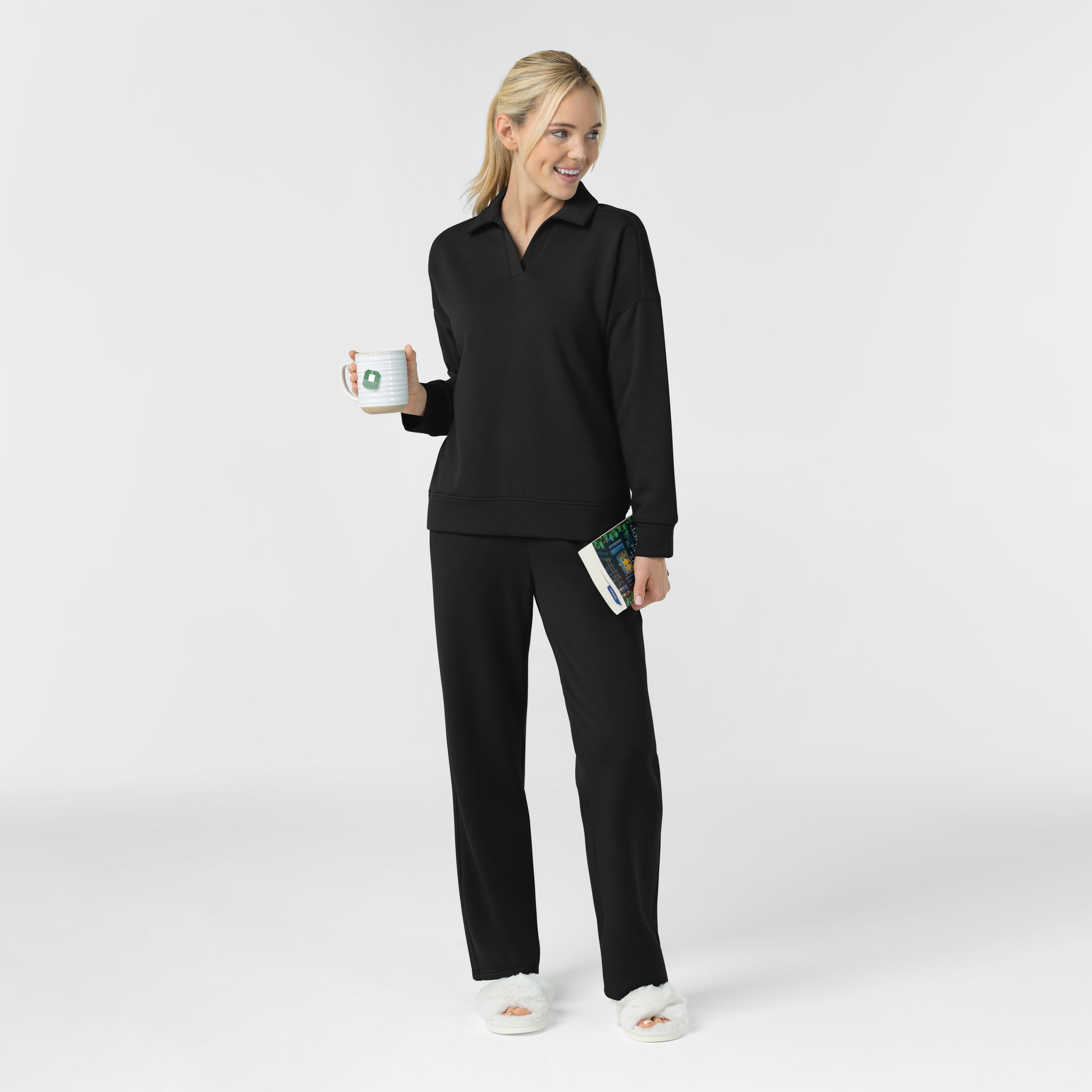 Set de Polo de Felpa y Pantalón de Felpa de Pierna Ancha - Marca Wink