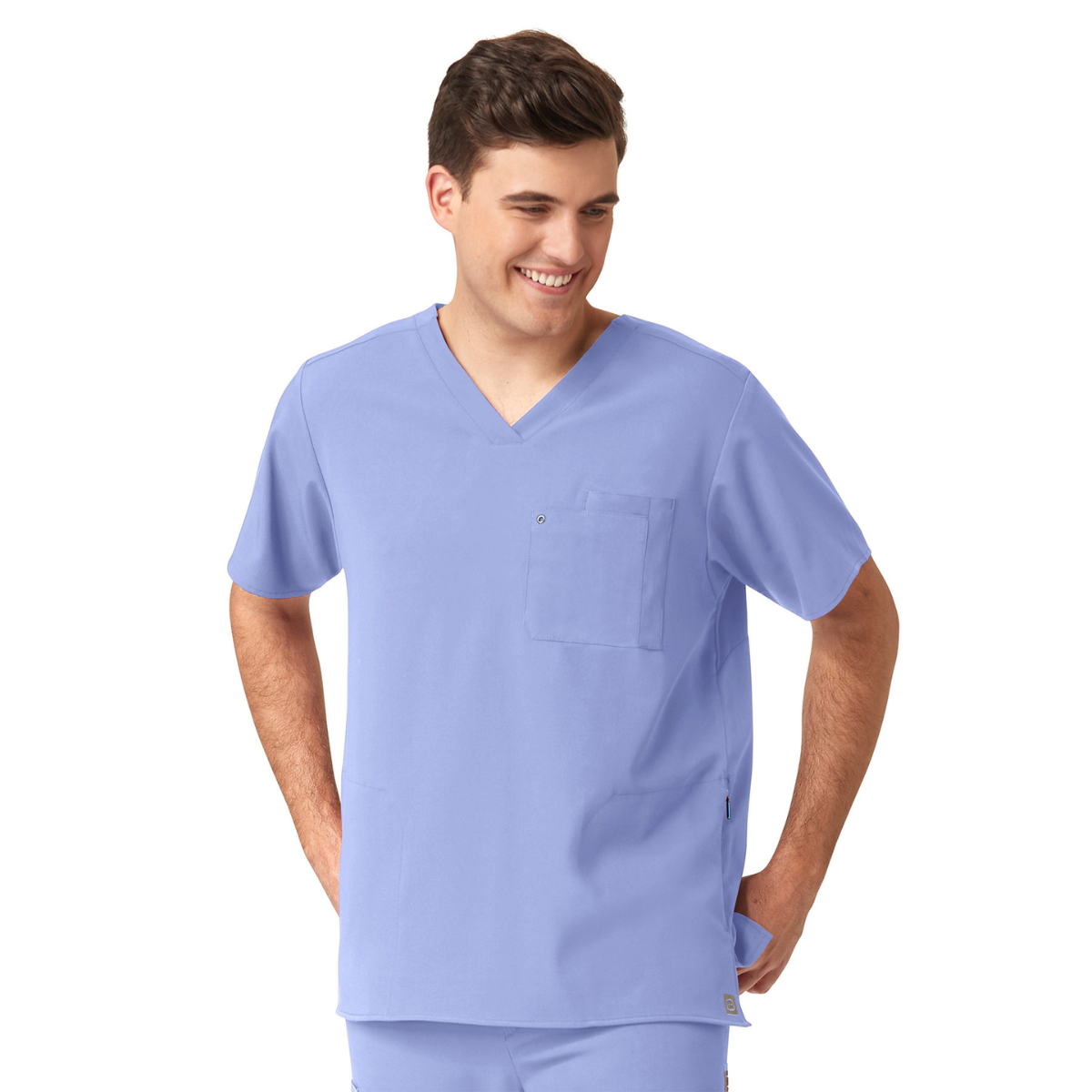 Filipina Médica con cuello V y bolsillo laterales, con paneles de punto para hombre | Marca Wink