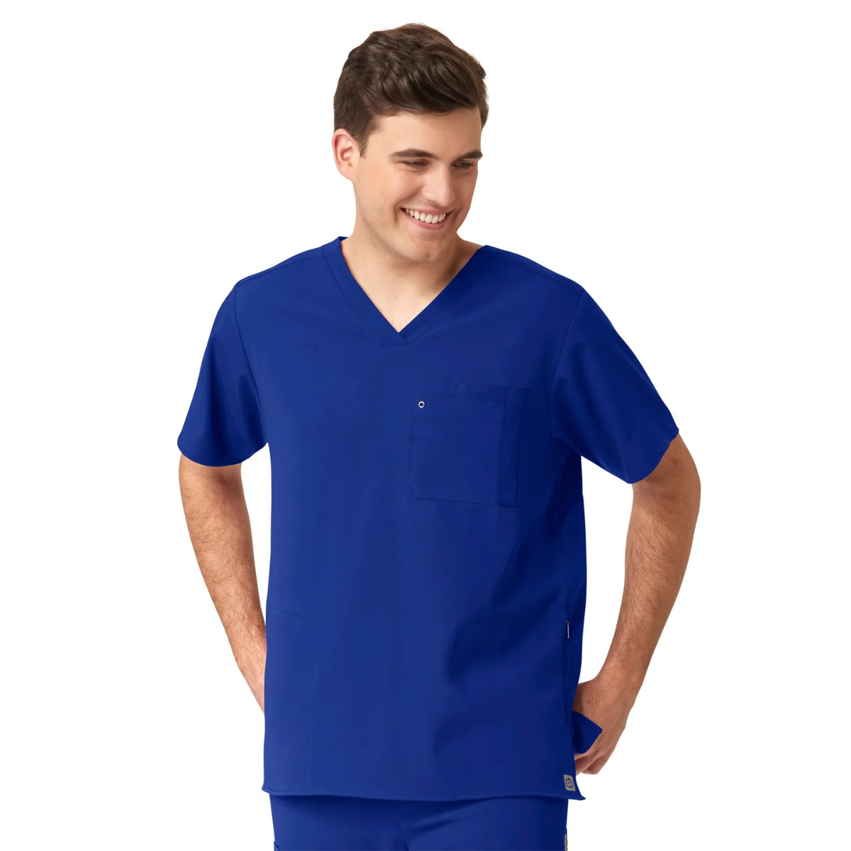 Filipina Médica con cuello V y bolsillo laterales, con paneles de punto para hombre | Marca Wink