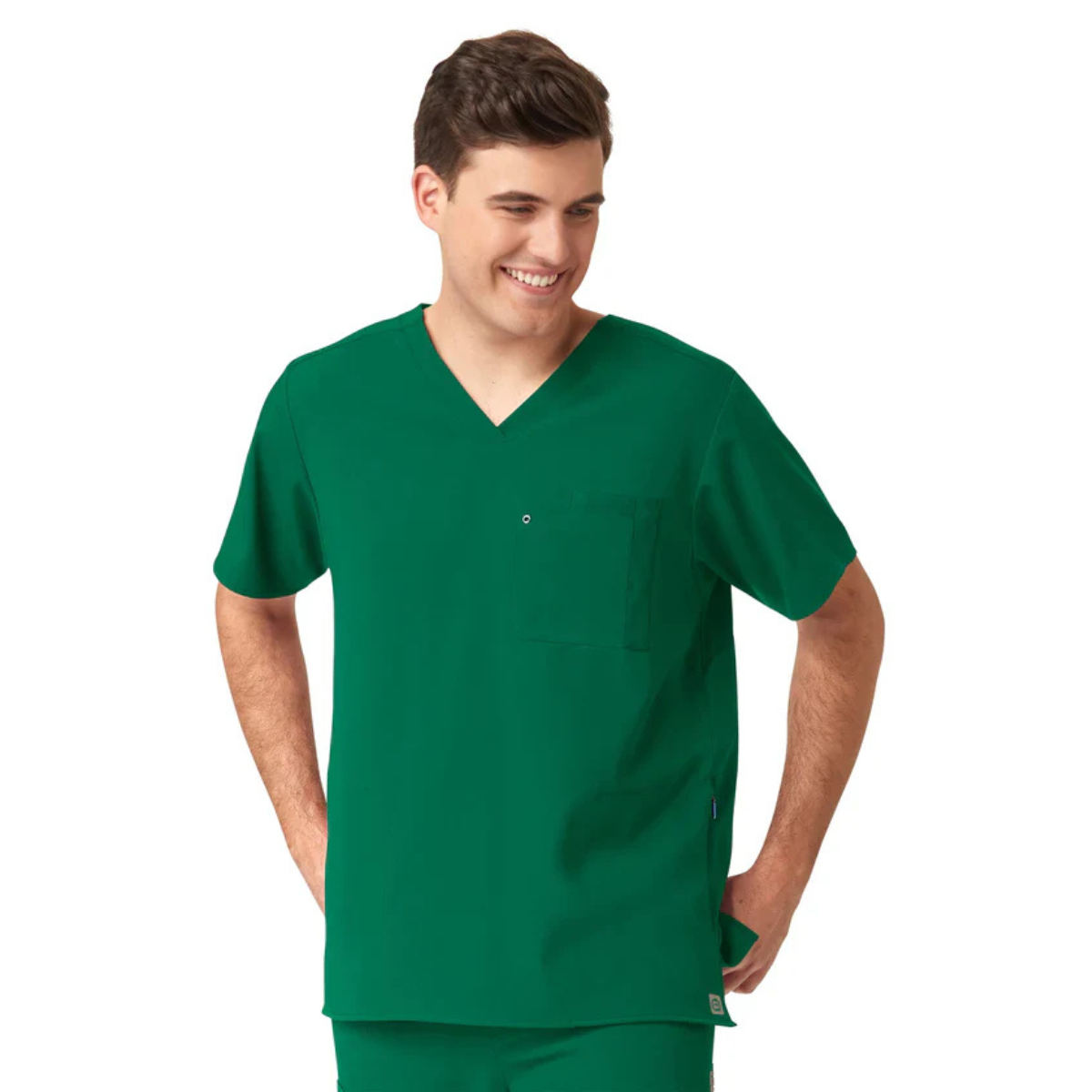 Filipina Médica con cuello V y bolsillo laterales, con paneles de punto para hombre | Marca Wink