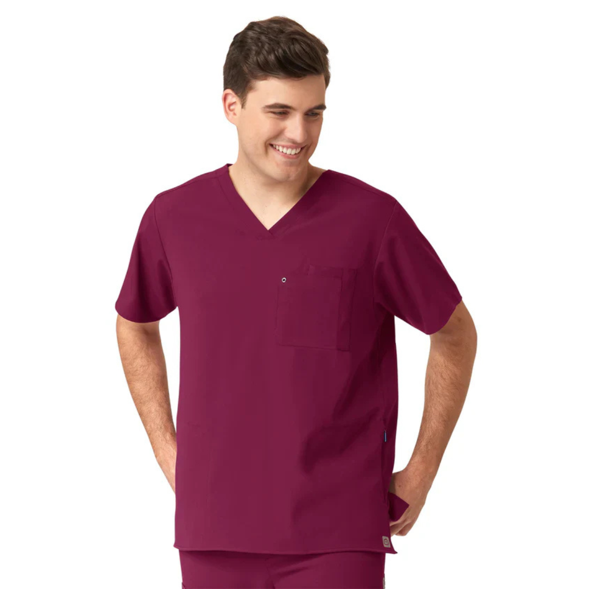 Filipina Médica con cuello V y bolsillo laterales, con paneles de punto para hombre | Marca Wink