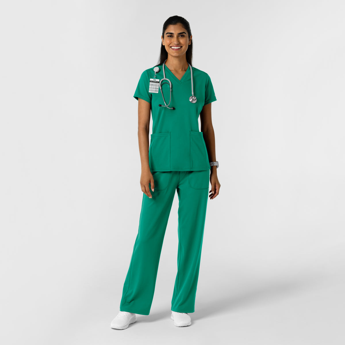 Set de Blusa Médica de Manga Corta con Media Cremallera y Pantalón de Punto Corte Regular - Marca Wink