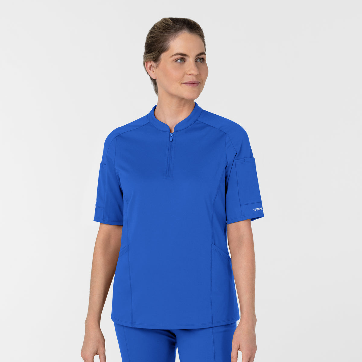 Set de Blusa Médica de Manga Corta con Media Cremallera y Pantalón Corte Recto - Marca Wink