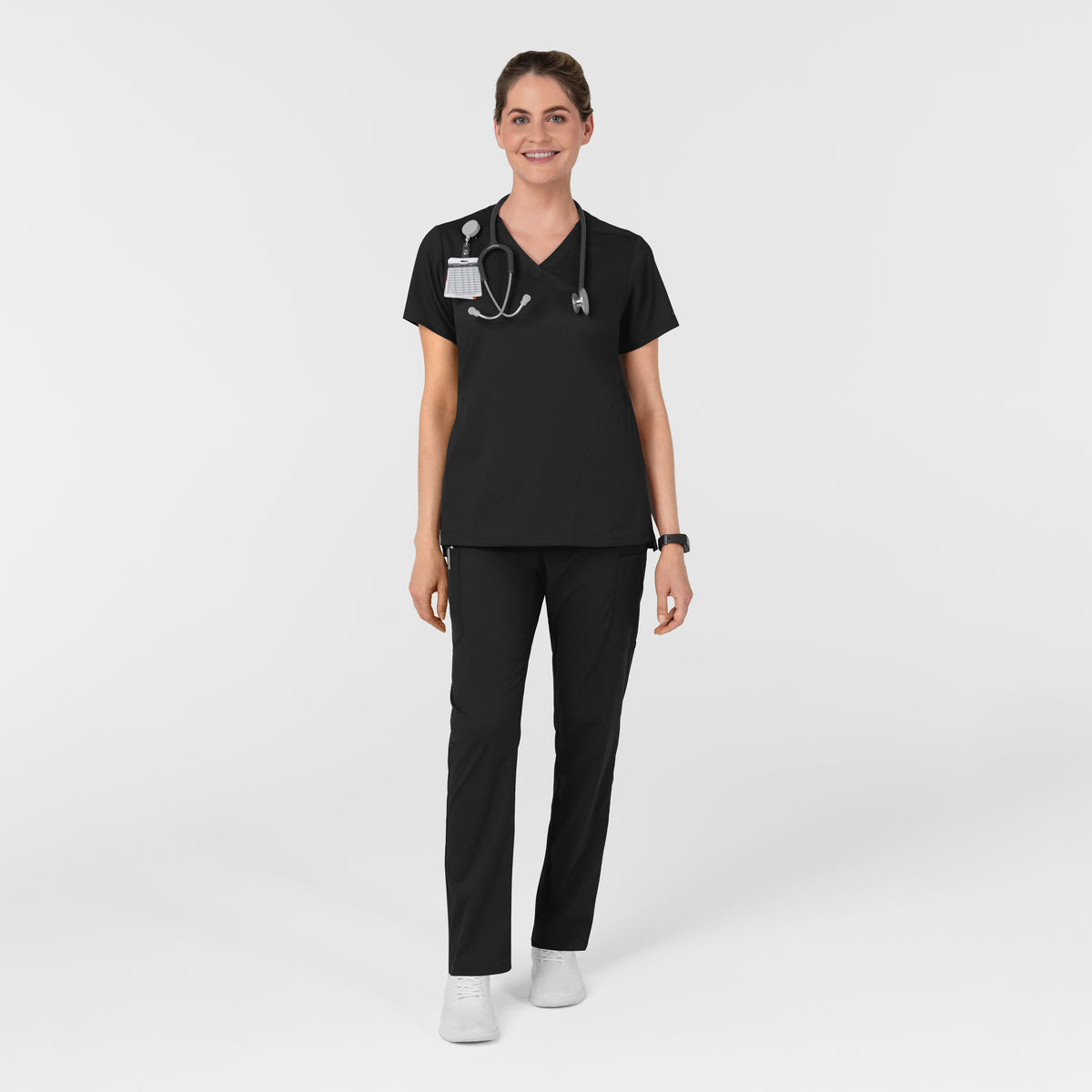 Scrub Médico repelente a liquidos, de filipina con Cuello en V con pantalón Corte Acampanado, para Mujer Boundless - Marca Wink