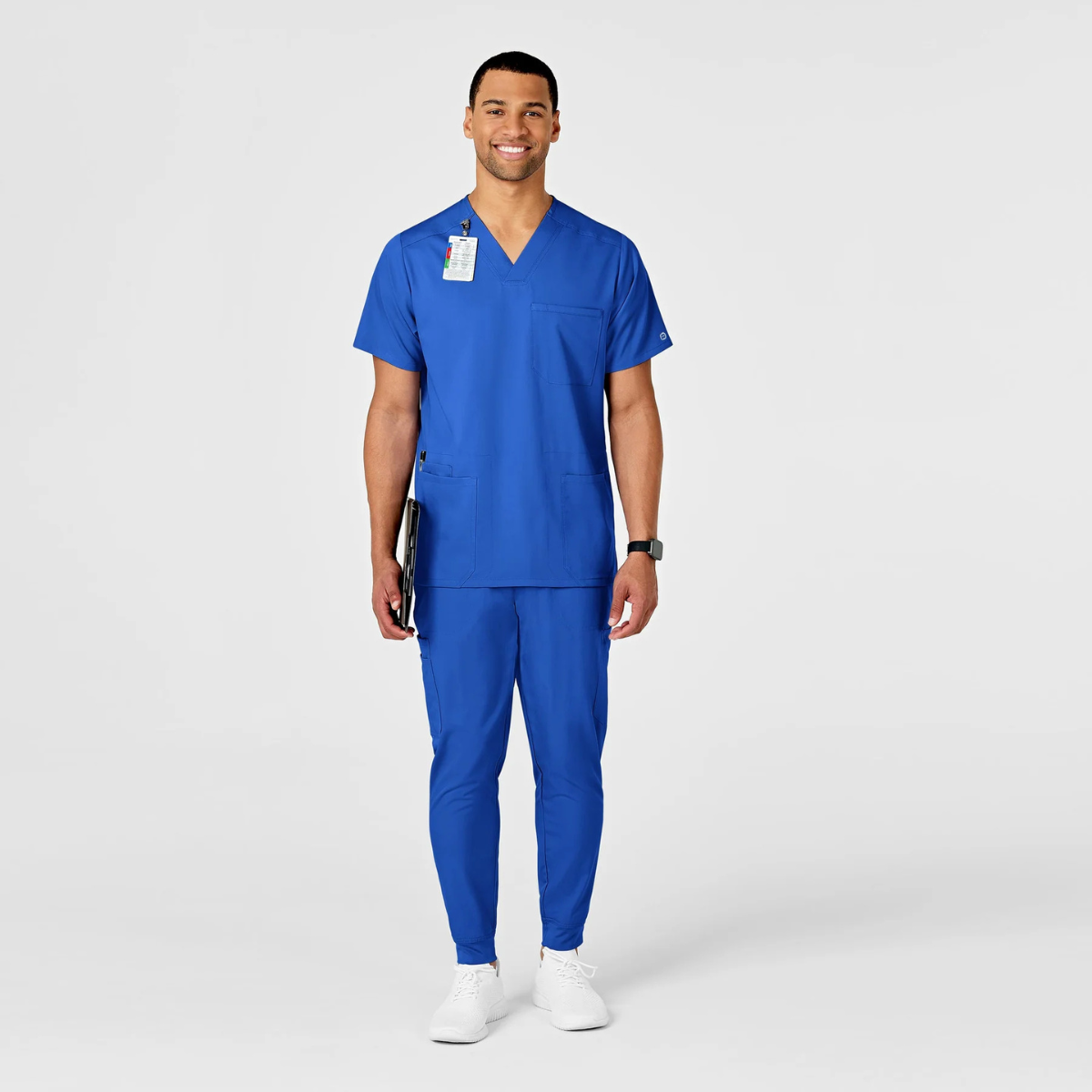 Scrub de filipina con cuello V y multibolsillos con pantalón jogger cargo para hombre | Marca Wink