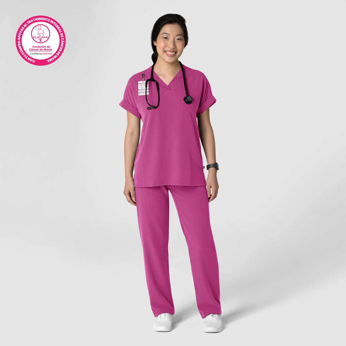Scrub Médico con Filipina con Cuello V y Pantalón Corte Acampanado, para Mujer Nova - Marca Wink